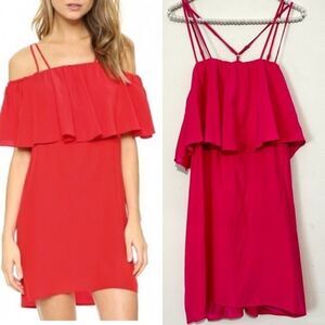 Amanda Uprichard Kiara Silk Barbie Hot Pink Ruffle Mini Dress SIZE MEDIUM